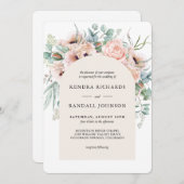Invitation Mariage de Boho Beige Blush (Devant / Derrière)