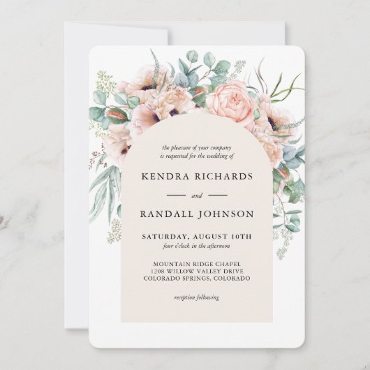Invitation Mariage de Boho Beige Blush (Devant)