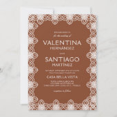 Invitation Mariage de Boho Blanc Talavera mexicain (Devant)