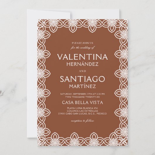 Invitation Mariage de Boho Blanc Talavera mexicain (Devant)