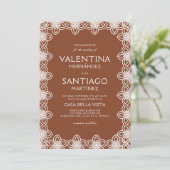 Invitation Mariage de Boho Blanc Talavera mexicain (Debout devant)