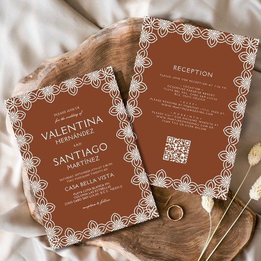 Invitation Mariage de Boho Blanc Talavera mexicain
