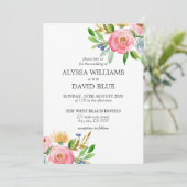 Invitation Mariage de Boho des fleurs romantiques (Debout devant)