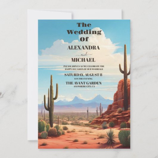 Invitation Mariage de Boho Desert Cactus (Devant)