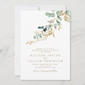 Invitation Mariage de boho d'or de l'eucalyptus rustique (Devant)