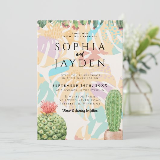 Invitation Mariage de Boho du désert du Palmier tropical de C (Debout devant)