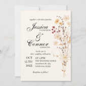 Invitation Mariage de boho Fleur sauvage coloré (Devant)
