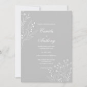 Invitation Mariage de Boho Floral à Coin Blanc Argent (Devant)