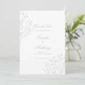 Invitation Mariage de Boho Floral Corner Argent (Debout devant)