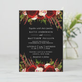 Invitation Mariage de Boho Floral de Bourgogne noire (Debout devant)