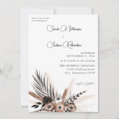 Invitation Mariage de Boho Floral Noir & Naturel (Devant)