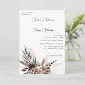 Invitation Mariage de Boho Floral Noir & Naturel (Debout devant)