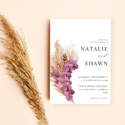 Invitation Mariage de Boho Floral Violet