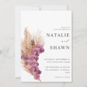Invitation Mariage de Boho Floral Violet (Devant)
