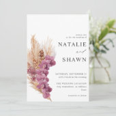 Invitation Mariage de Boho Floral Violet (Debout devant)
