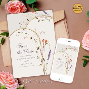 Invitation Mariage de Boho Floral Whimsical Moderne Enregistr