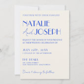Invitation Mariage de Boho moderne bleu Whimsical français ré (Devant)