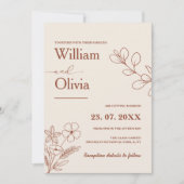 Invitation Mariage de Boho Orange Brûlé (Devant)