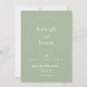 Invitation Mariage de Boho vert Dusty moderne Photo QR Code R (Devant)