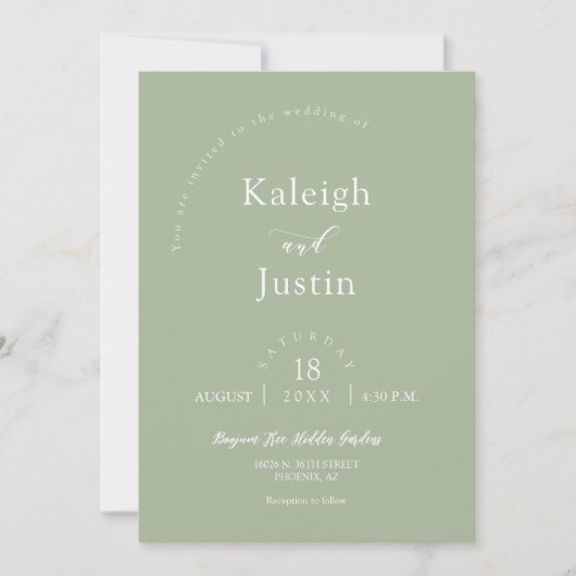Invitation Mariage de Boho vert Dusty moderne Photo QR Code R (Devant)