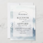 Invitation Mariage de bois bleu hiver (Devant)