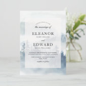 Invitation Mariage de bois bleu hiver (Debout devant)