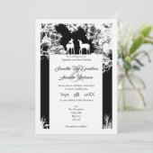 Invitation mariage de bois coupé en faux papier noir (Debout devant)