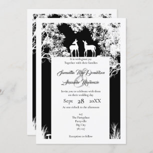 Invitation mariage de bois coupé en faux papier noir