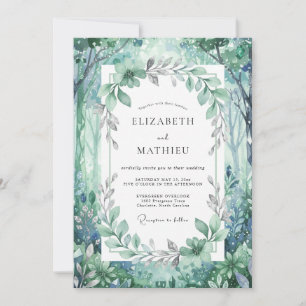 Invitation Mariage de bois de eucalyptus au feuillage sarcell