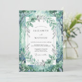 Invitation Mariage de bois de eucalyptus au feuillage sarcell (Debout devant)