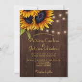 Invitation Mariage de bois de grange de tournesol rustique (Devant)