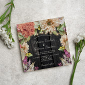 Invitation Mariage de bois de grange fleurie rustique