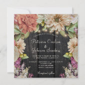 Invitation Mariage de bois de grange fleurie rustique (Devant)