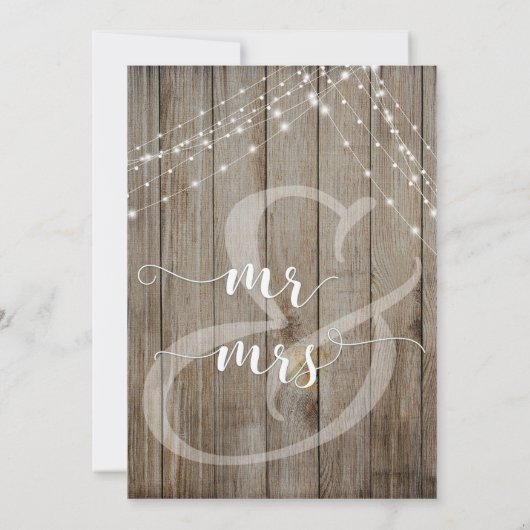 Invitation Mariage de Bois Patiné Brun et Lumières Blanches (Dos)