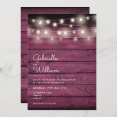 Invitation Mariage de bois rouge rustique (Devant / Derrière)