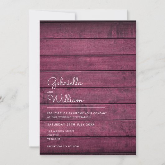 Invitation Mariage de bois roumain de Bourgogne (Devant)