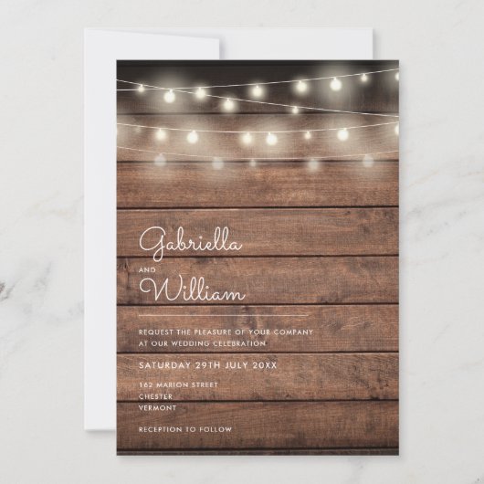 Invitation Mariage de bois rustique (Devant)