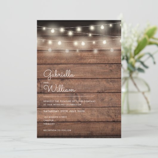 Invitation Mariage de bois rustique (Debout devant)