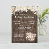 Invitation Mariage de bois rustique Floral (Debout devant)