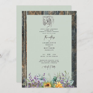 Invitation Mariage de bois Rustique Sunflowers Horaires