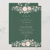 Invitation Mariage de bois vert émeraude de printemps (Devant / Derrière)