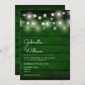 Invitation Mariage de bois vert rustique (Devant / Derrière)