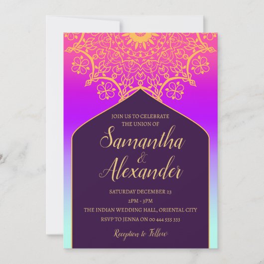 Invitation Mariage de Bollywood Arabian Nights (Devant)