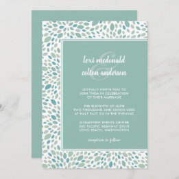Invitation Mariage de bord de mer Abstrait floral chic vert