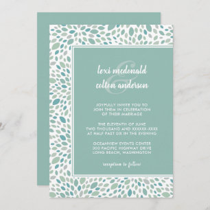 Invitation Mariage de bord de mer Abstrait floral chic vert