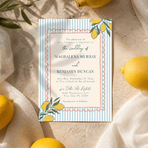 Invitation Mariage de bord de mer aux citrons italiens bleus