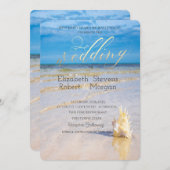 Invitation Mariage de bord de mer de Beach Waves (Devant / Derrière)
