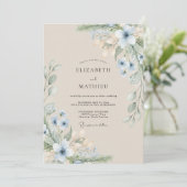 Invitation Mariage de bord de mer éthéré beige (Debout devant)