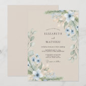 Invitation Mariage de bord de mer éthéré beige (Devant / Derrière)
