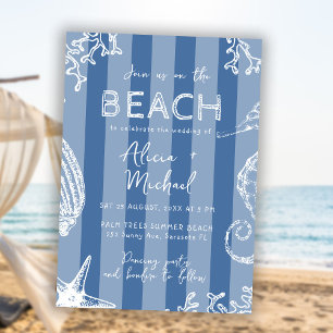Invitation Mariage de bord de mer fantaisiste dessiné à la ma